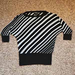 White House Black Market Black and White Striped Top